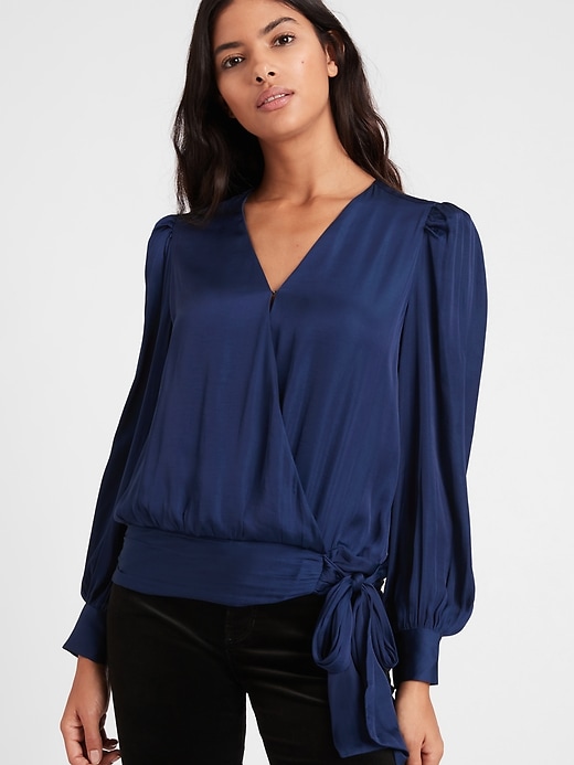 Satin Wrap Top | Banana Republic