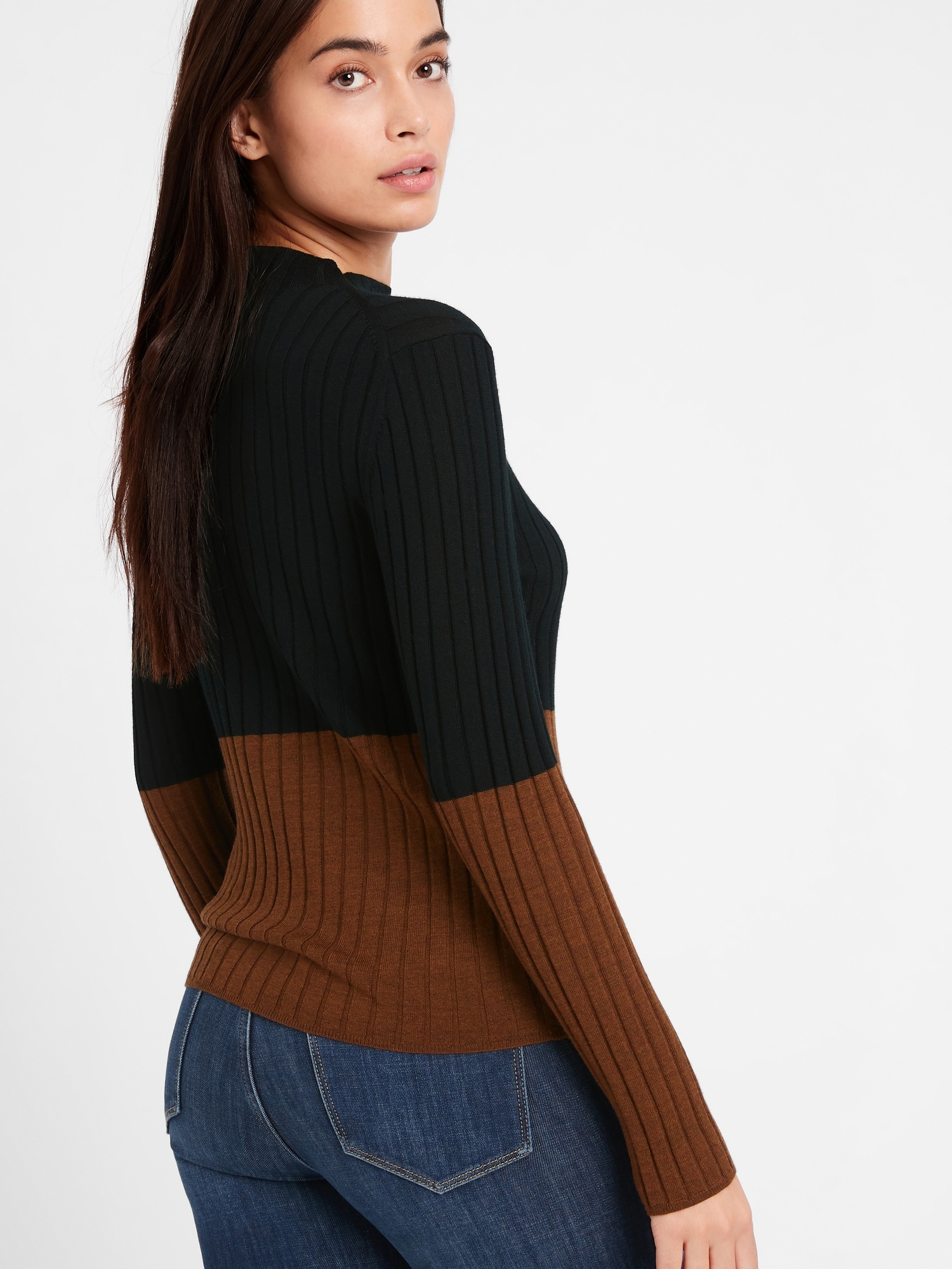 Washable Merino Color-Block Sweater in Responsible Wool