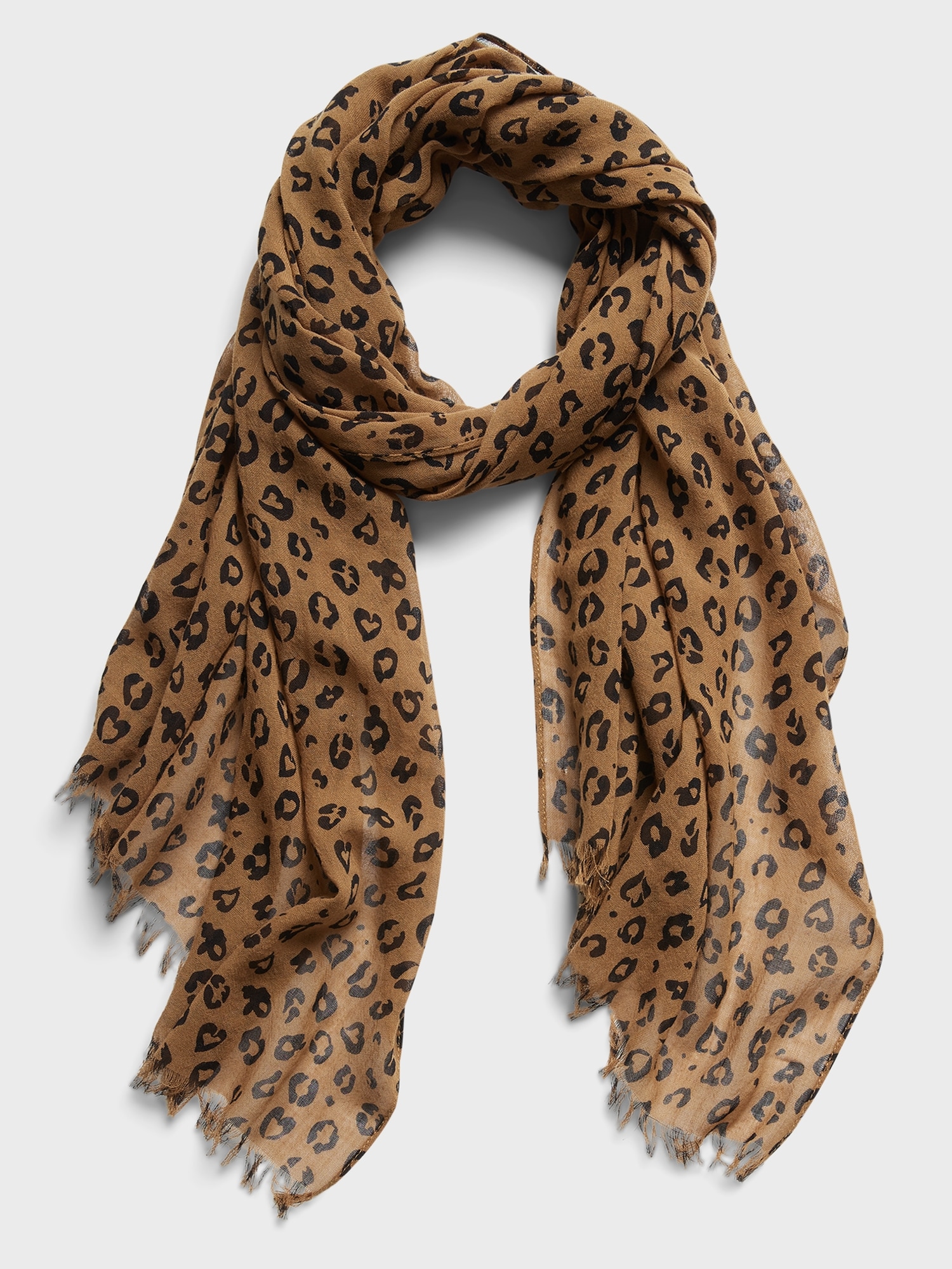 Leopard Print Cotton-Wool Scarf