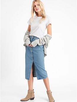 banana republic denim wrap skirt