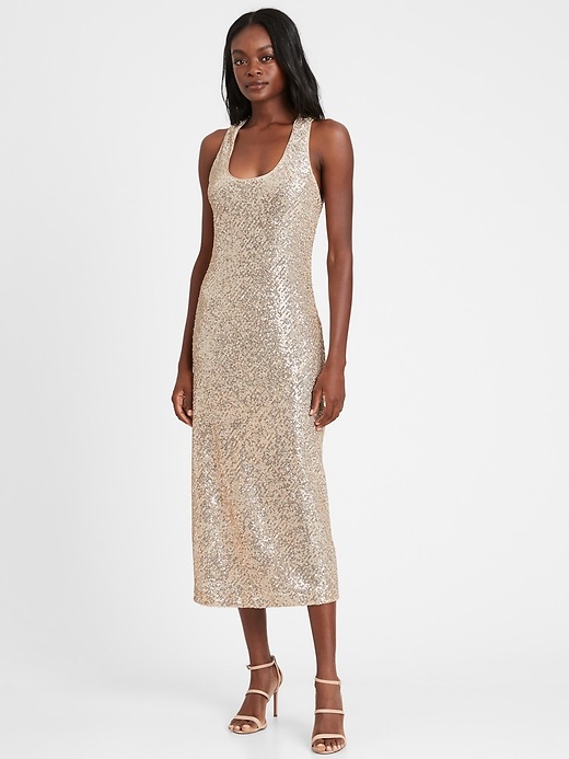 Sequin Bias-Cut Slip Dress | Banana Republic