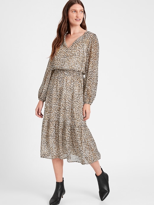 Banana Republic Tie-Neck Midi Dress. 1