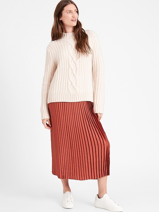 Banana Republic Satin Pleated Midi Skirt - 677778002000