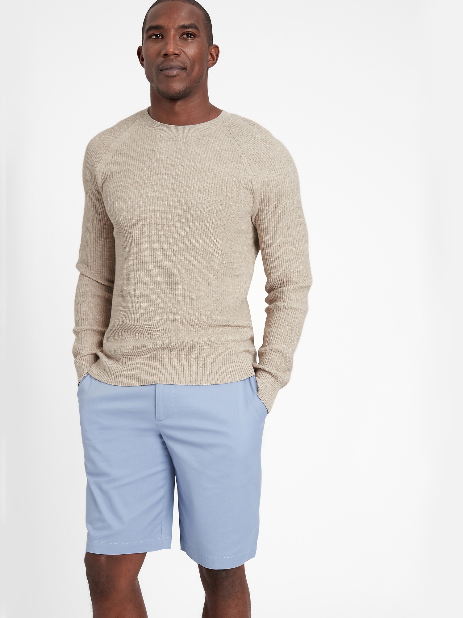 Cotton-Linen Crew-Neck Sweater