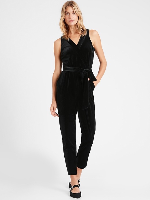 Buzo Negro Mujer Mono Gap Velvet Halter Jumpsuit Mujer Negro
