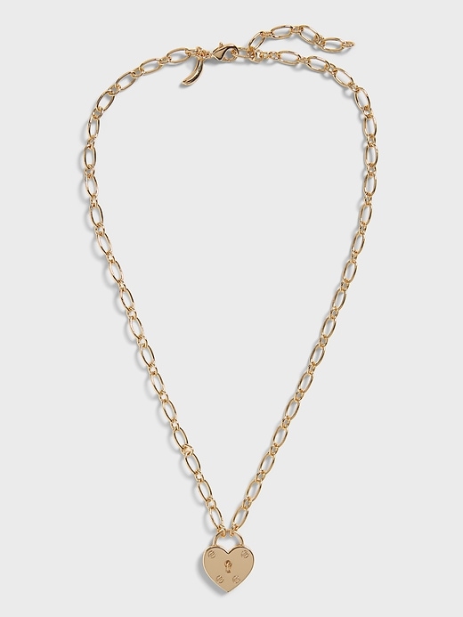 Lock Necklace Gold 18k Lock Pendant Heart - ASANA