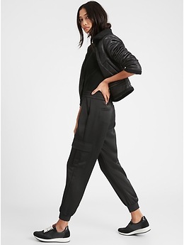 satin cargo joggers