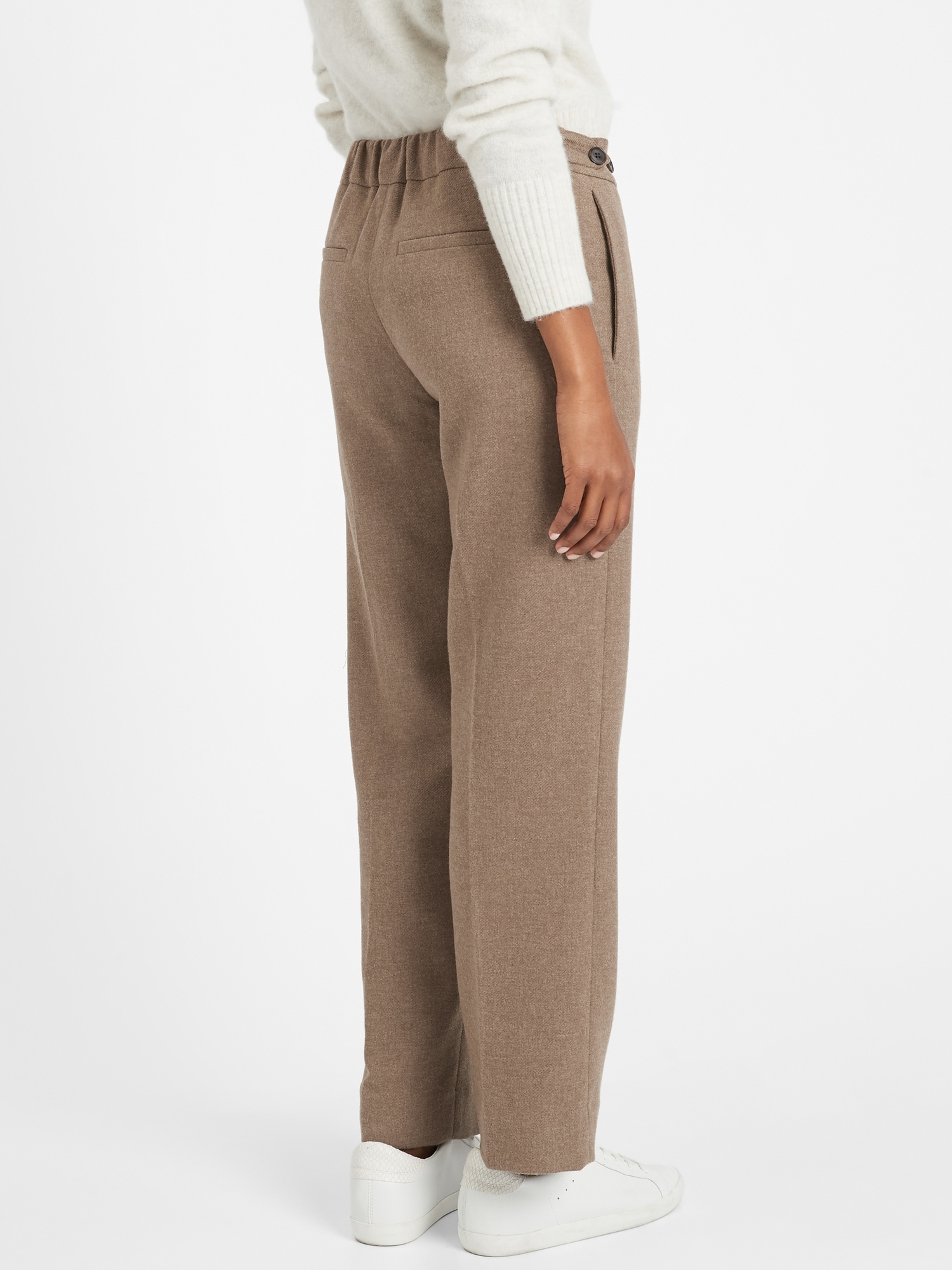 High-Rise Straight Elastic-Waist Pant