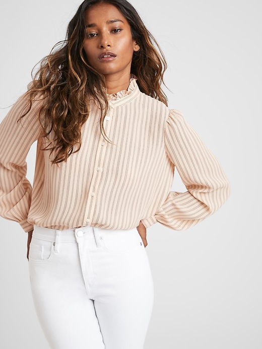 banana republic ruffle sleeve top
