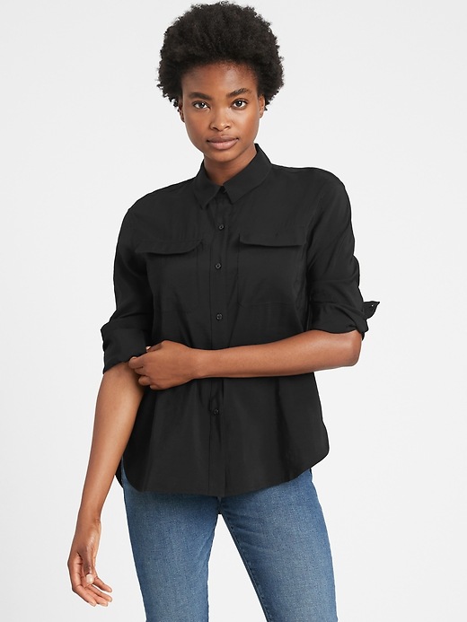 Image number 3 showing, Belted Utility High-Low Shirt