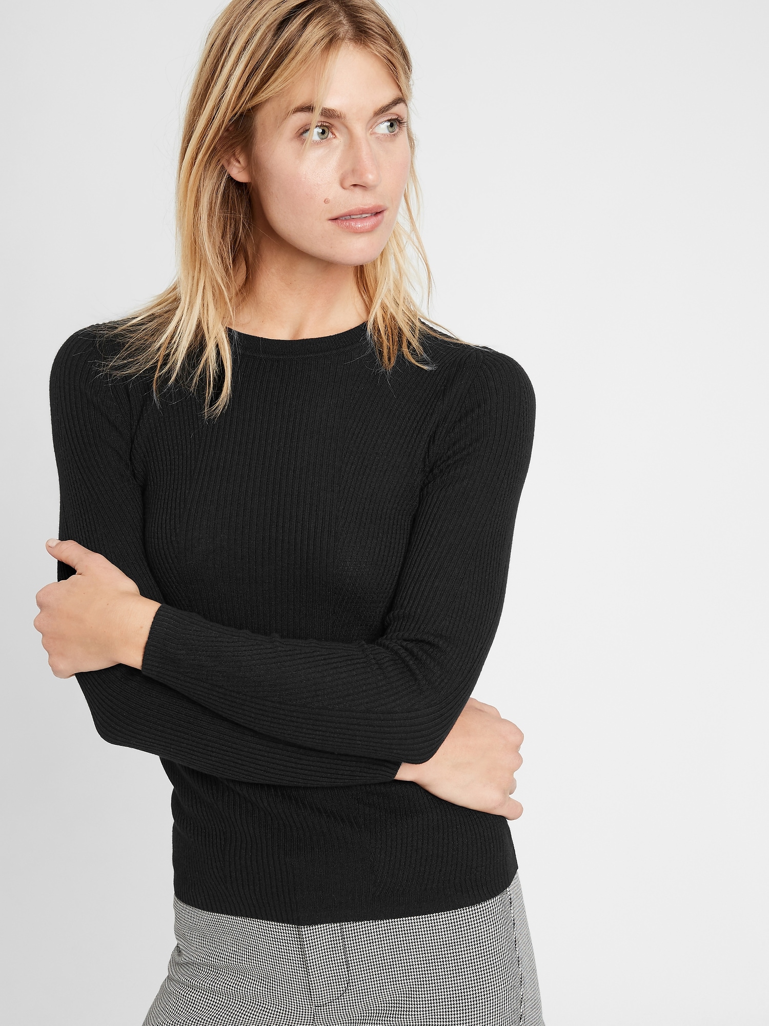 Black ribbed crew online neck jumper