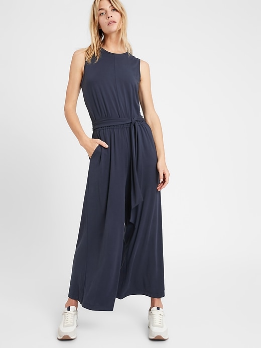 Sandwash Cropped Wide Leg Jumpsuit Banana Republic