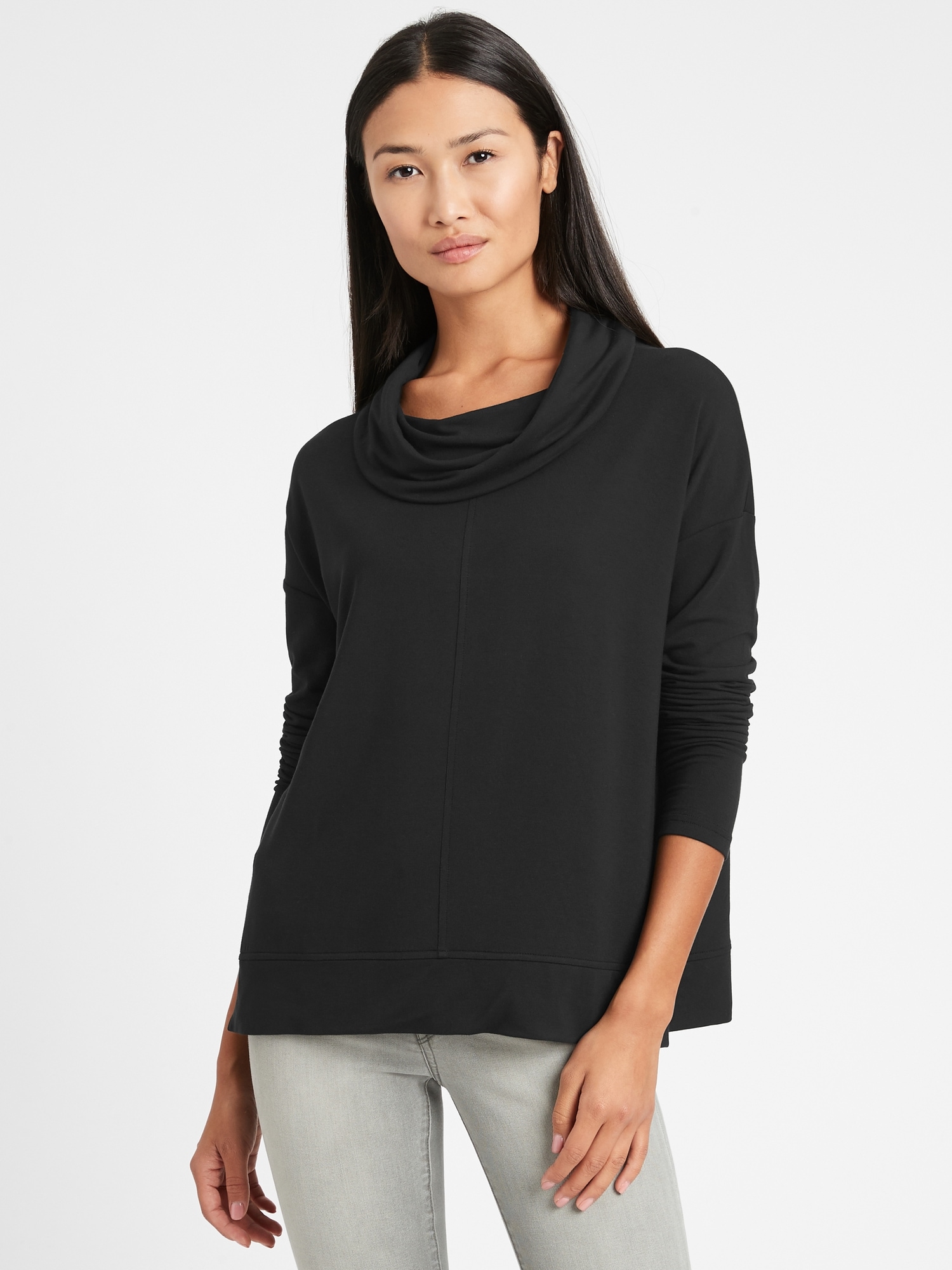 Petite Baby Terry Funnel-Neck Top