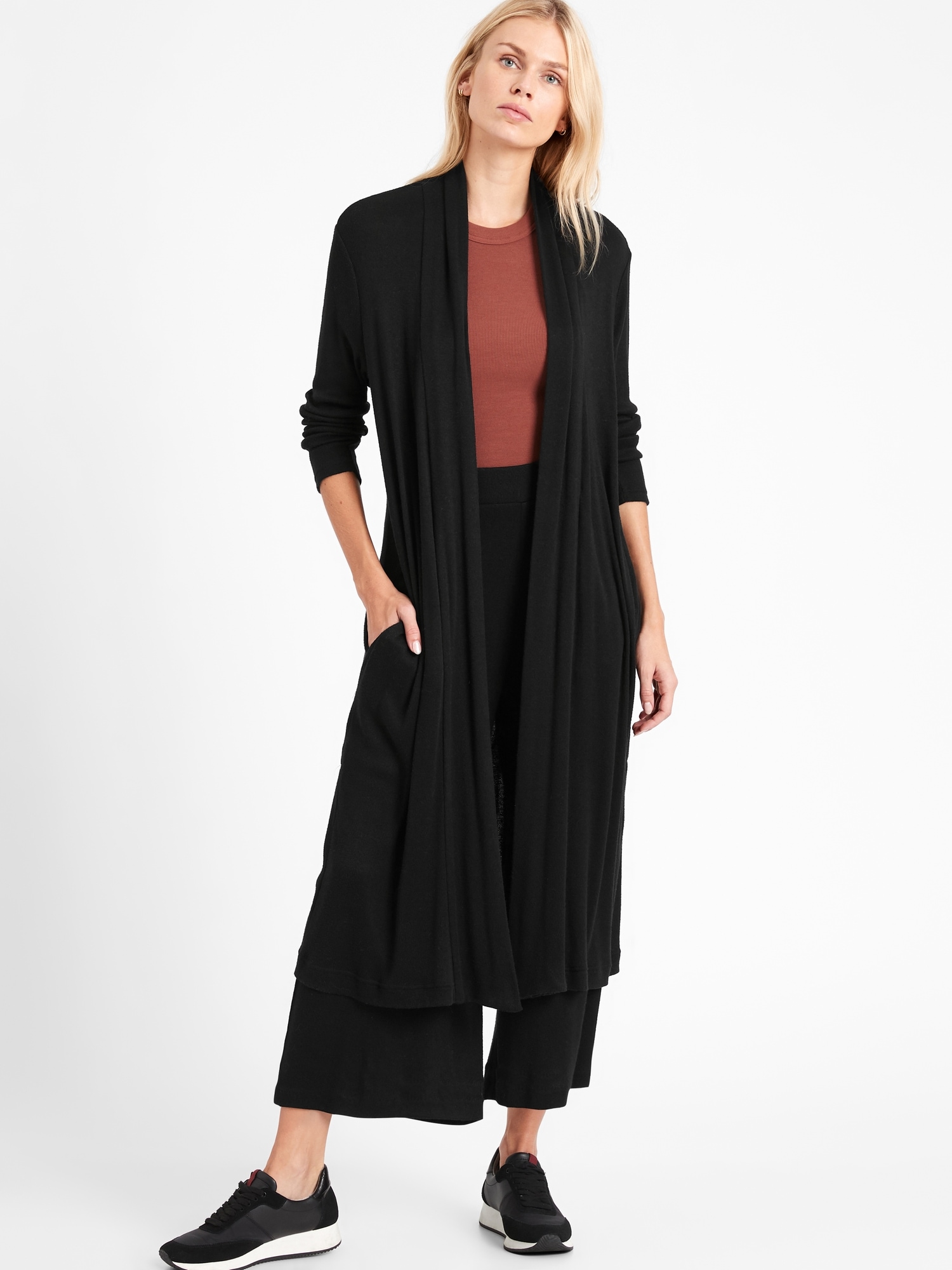 Petite Cozy Ribbed Duster Cardigan | Banana Republic