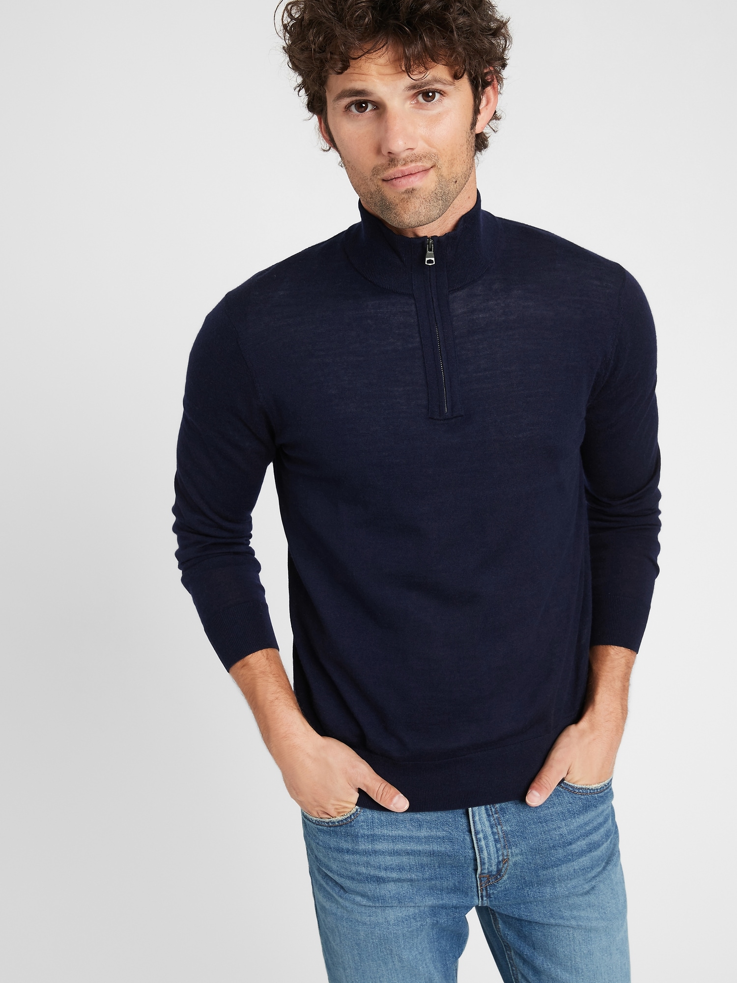 Merino Half-Zip Sweater in Responsible Wool | Banana Republic