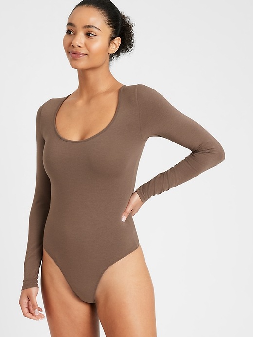 Banana Republic Petite Scoop-Neck Thong Bodysuit. 1 Banana Republic Petite Scoop-Neck Thong Bodysuit. 1