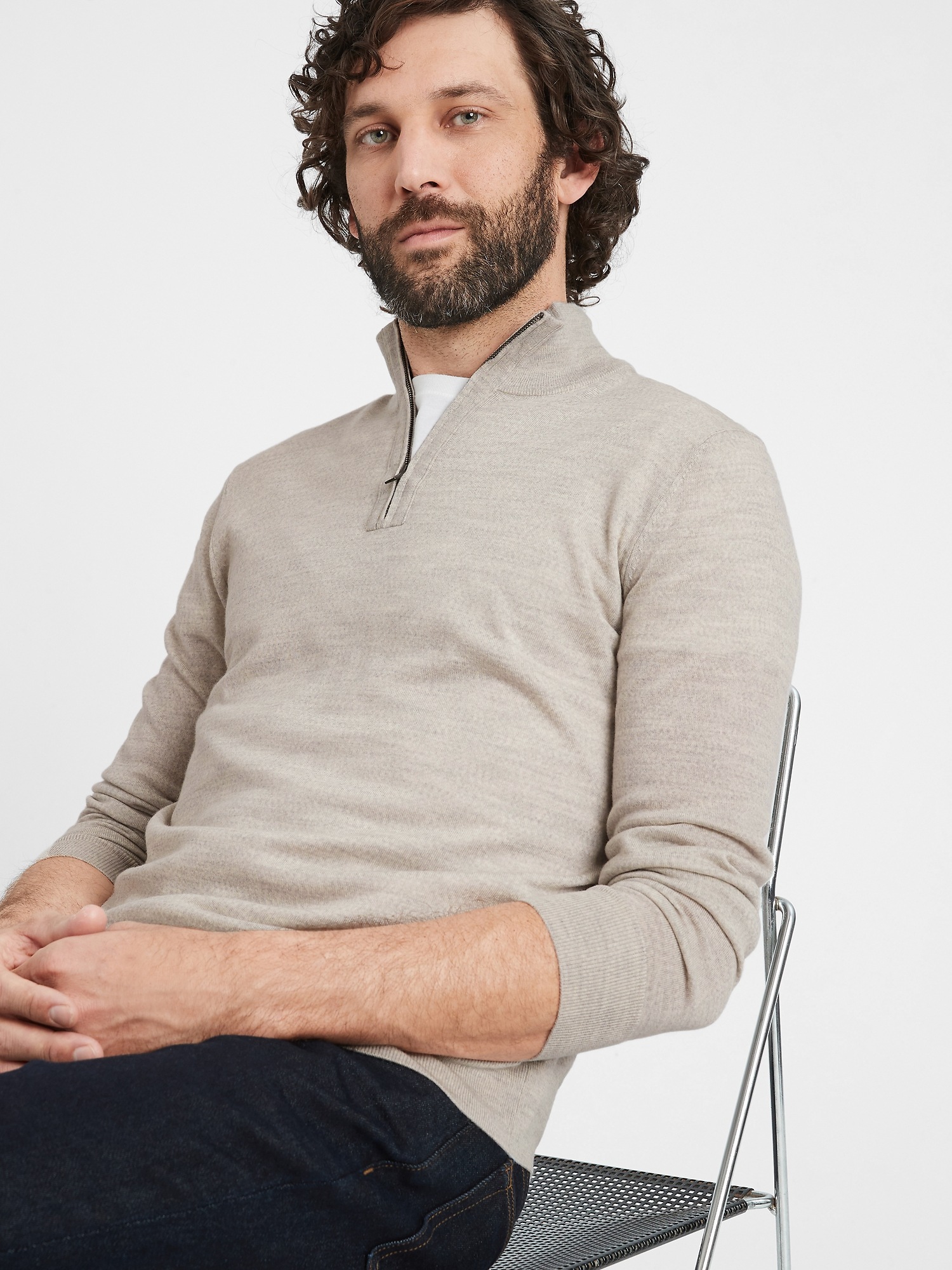 Merino Half-Zip Sweater in Responsible Wool | Banana Republic