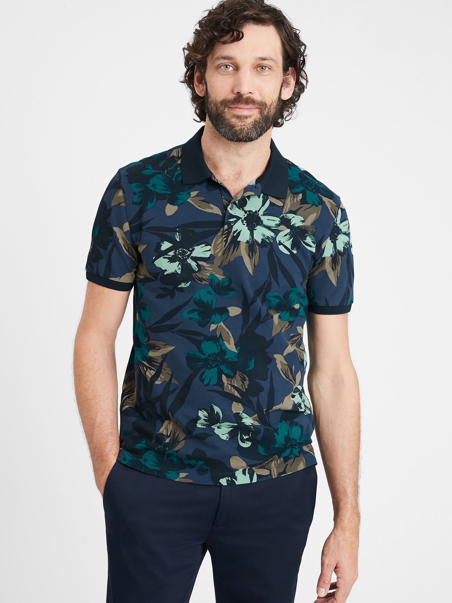 Don't-Sweat-It Floral Polo | Banana Republic