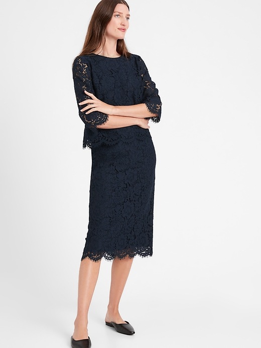 Banana Republic Lace Midi Skirt. 1