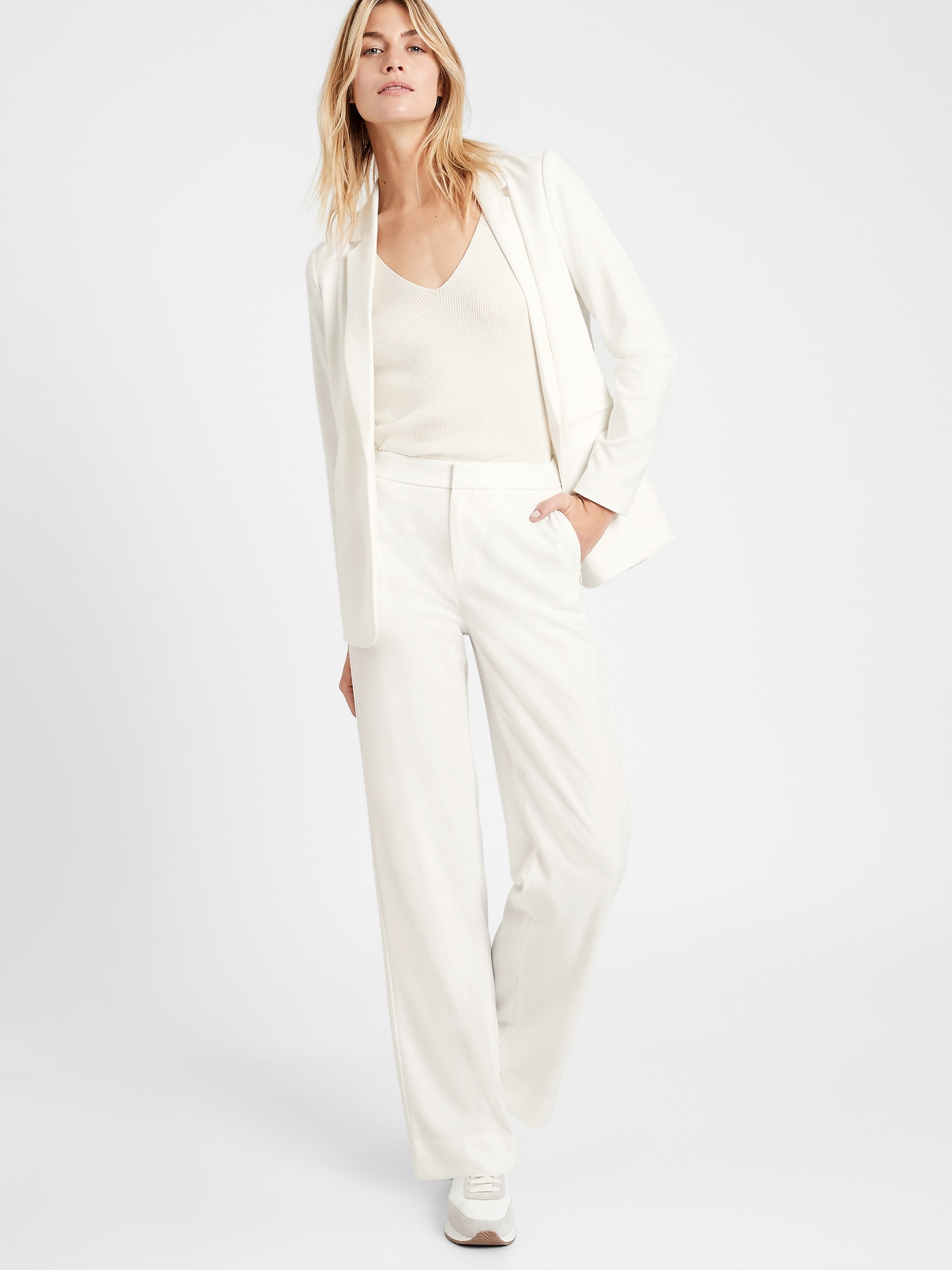 Petite High-Rise Wide-Leg Pant with Elastic Sides