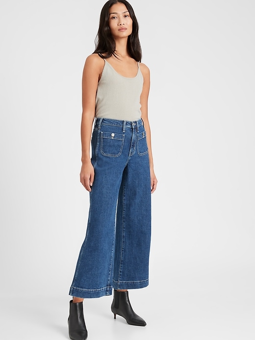 Petite High Rise Wide Leg Crop Jean