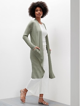 Linen Blend Long Cardigan Sweater | Banana Republic