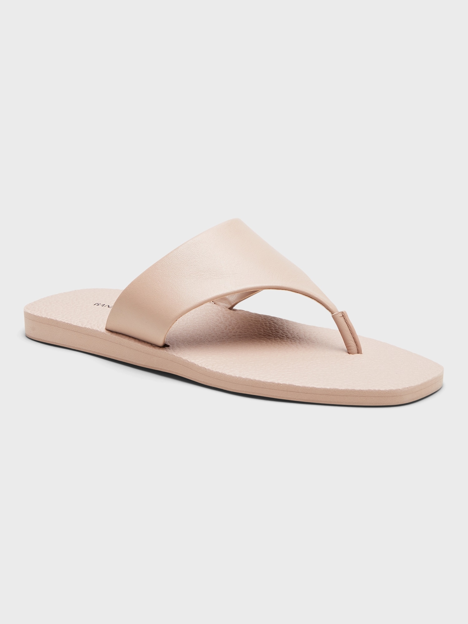 Leather Wide-Strap Thong Sandal
