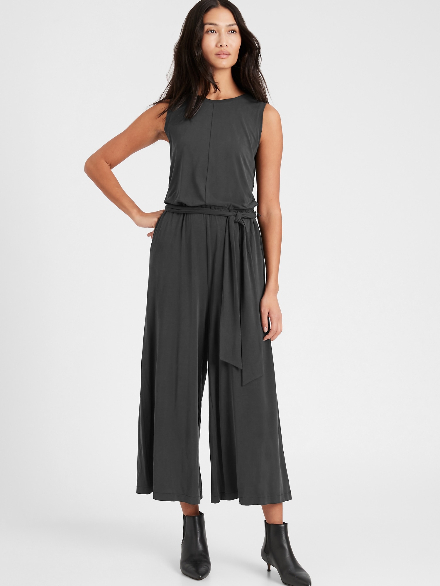 Petite Strappy Flare-Leg Jumpsuit, Banana Republic