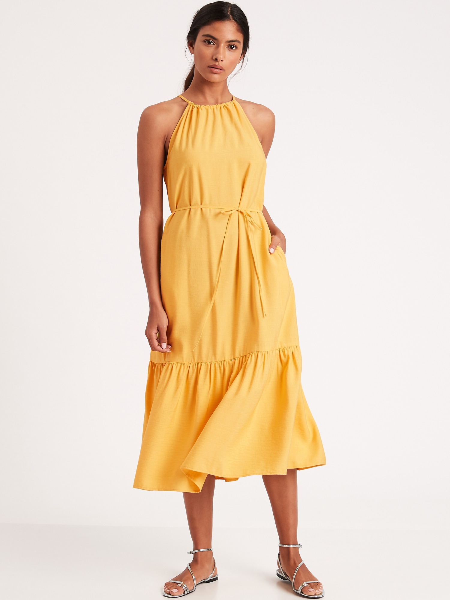 Petite Halter Midi Dress | Banana Republic