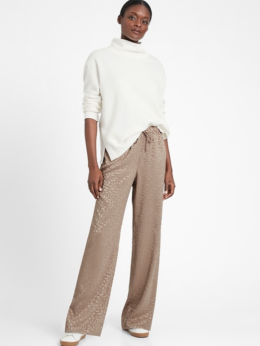Image number 1 showing, Wide-Leg Satin Pull-On Pant