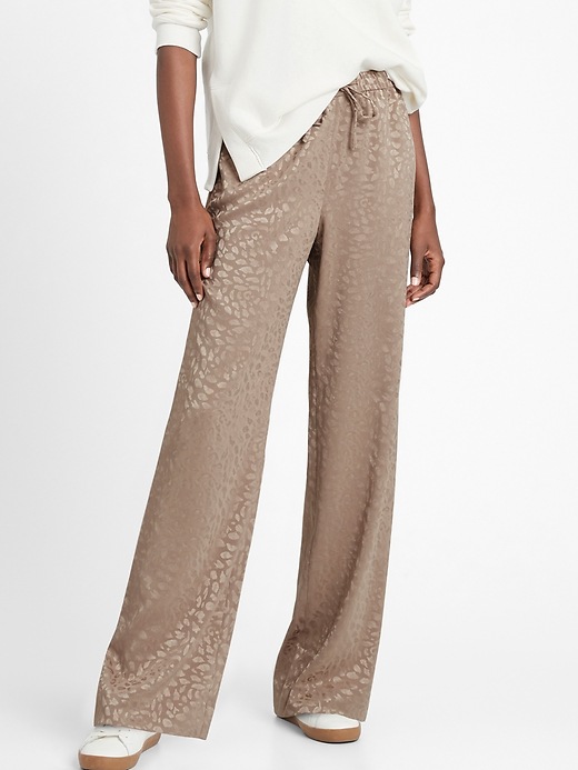 Image number 5 showing, Wide-Leg Satin Pull-On Pant