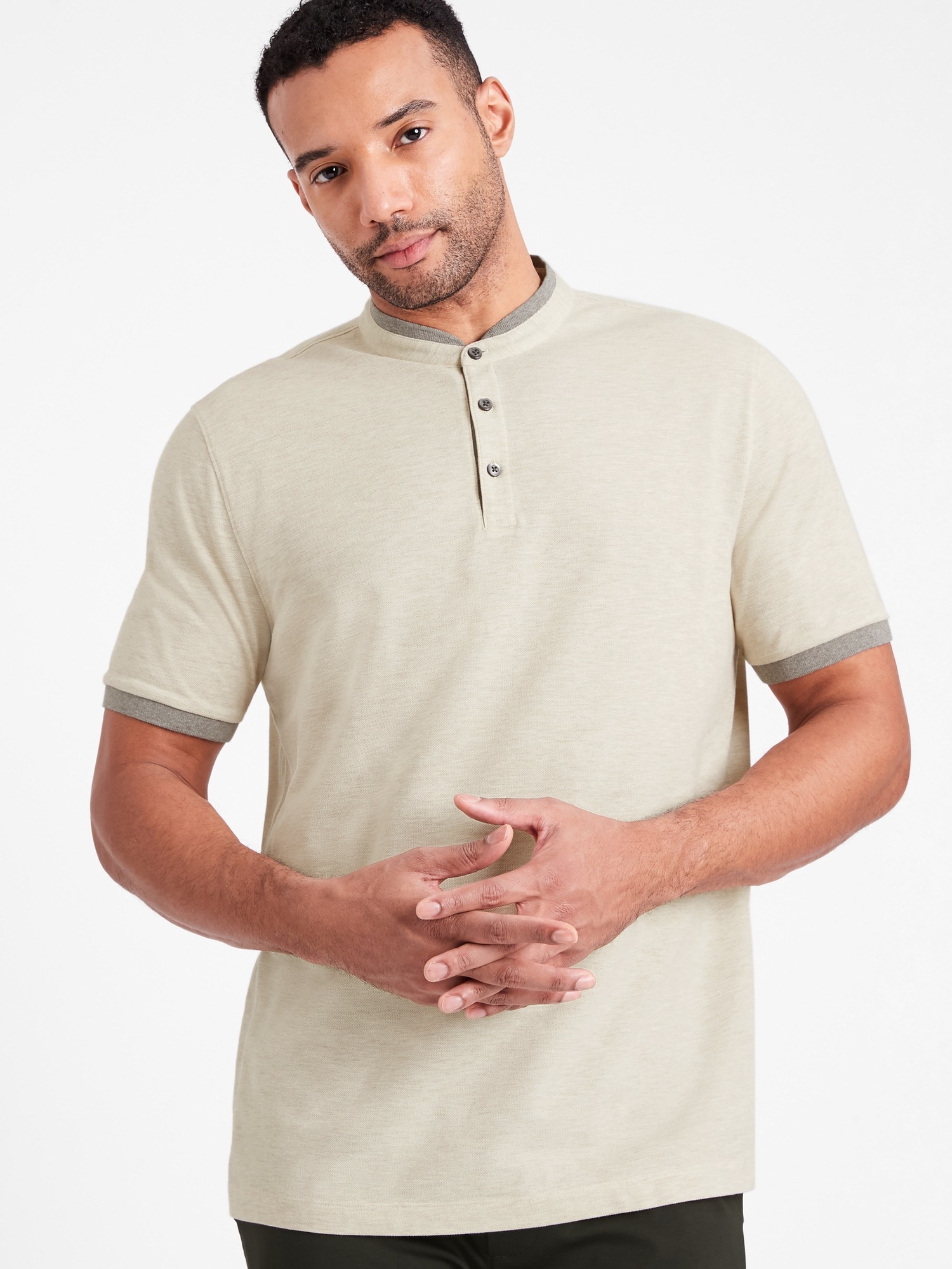 Core Temp Pique Banded-Collar Polo | Banana Republic