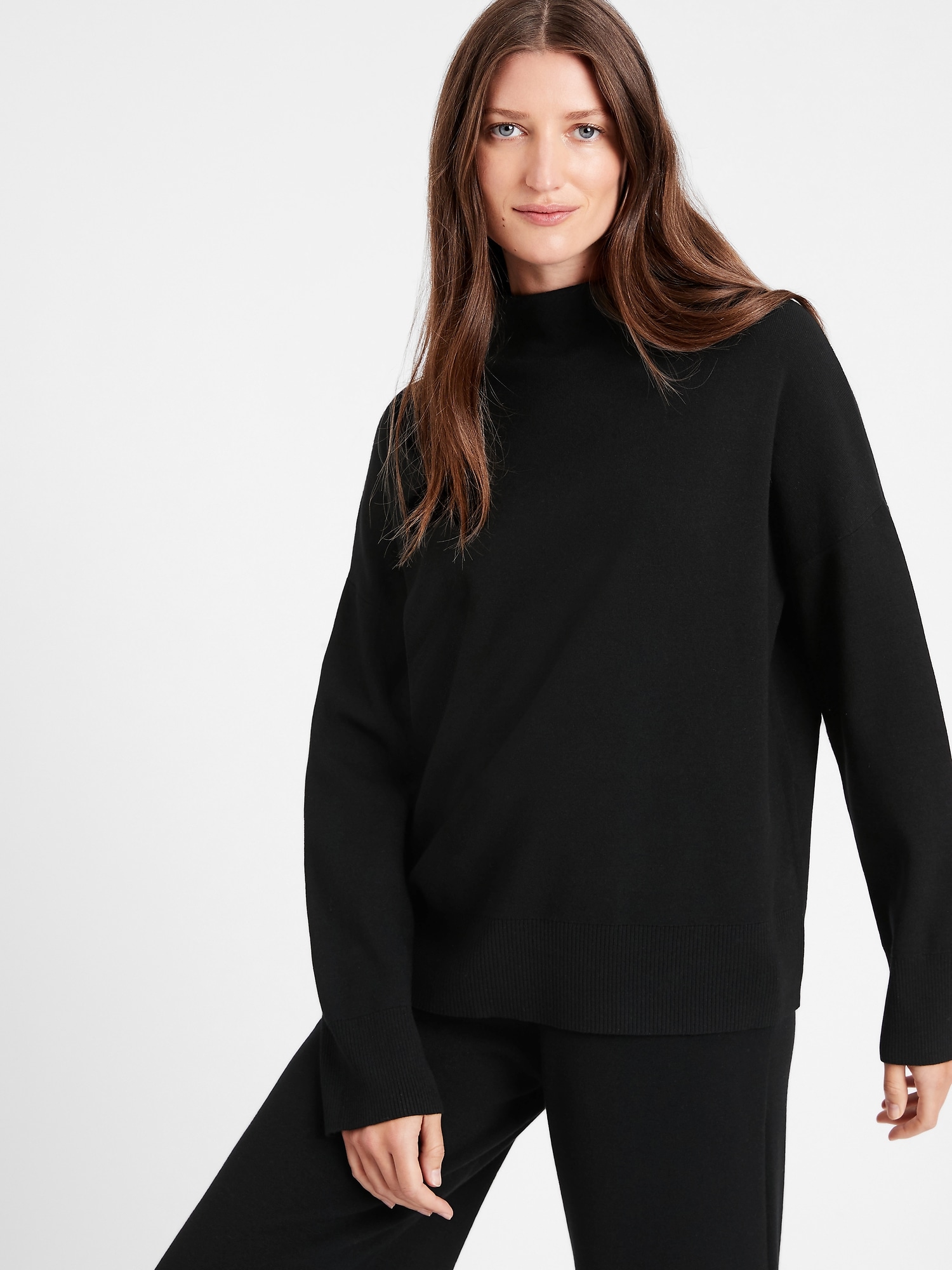 Petite Relaxed Mock-Neck Sweater