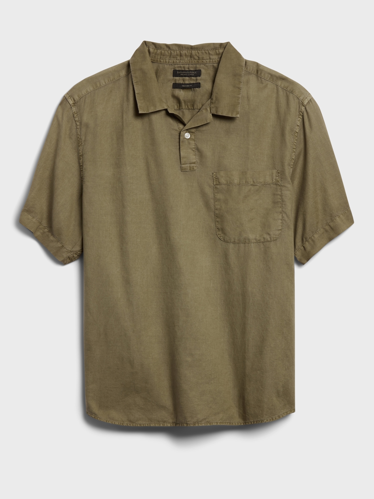 Relaxed-Fit Organic Cotton Johnny-Collar Shirt