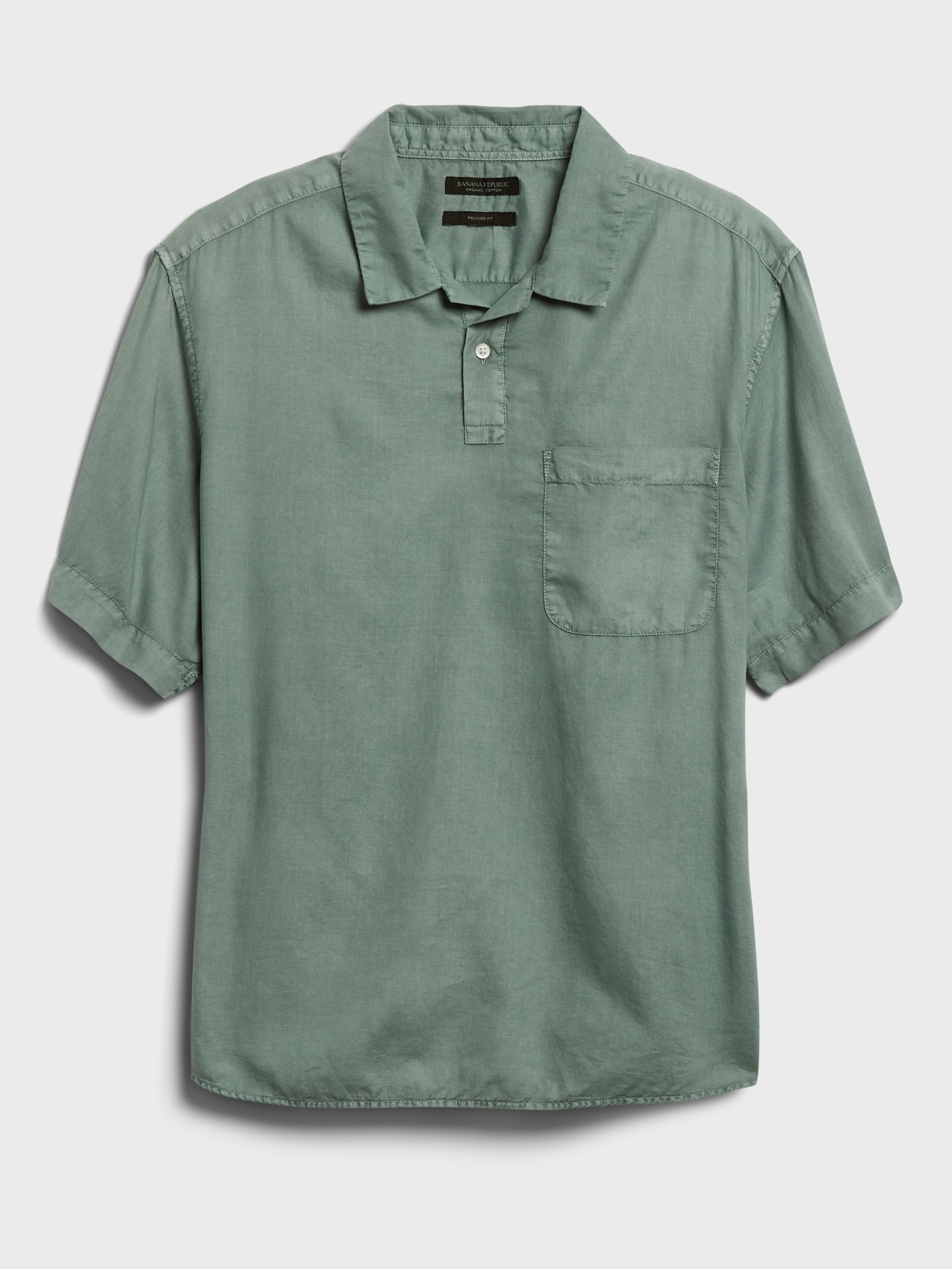 Relaxed-Fit Organic Cotton Johnny-Collar Shirt