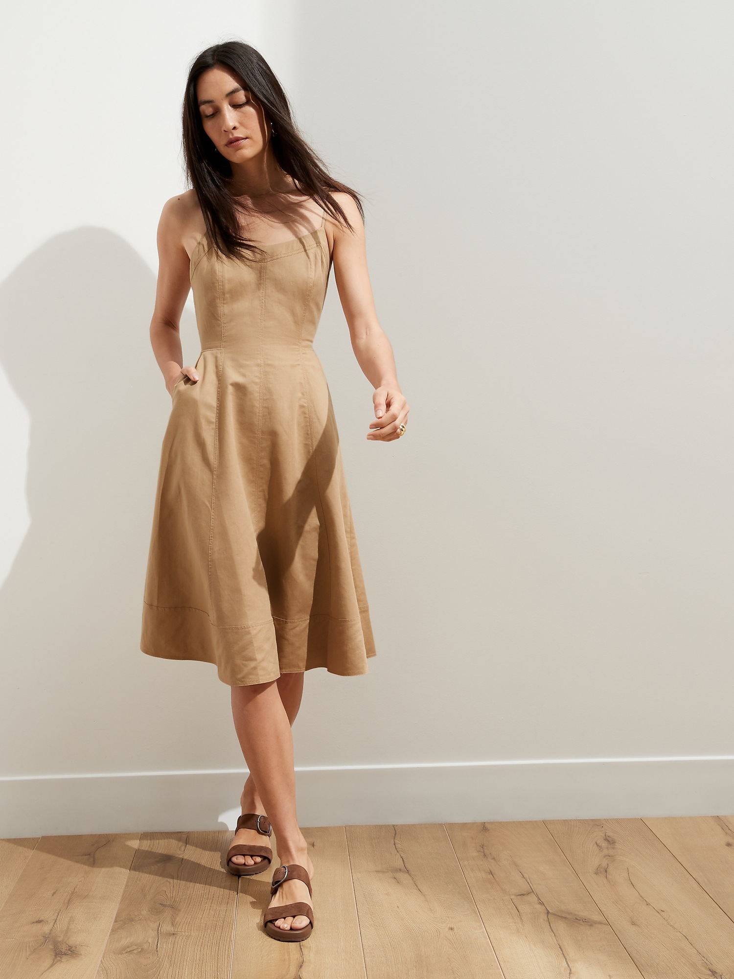 Petite Linen-Cotton Midi Dress