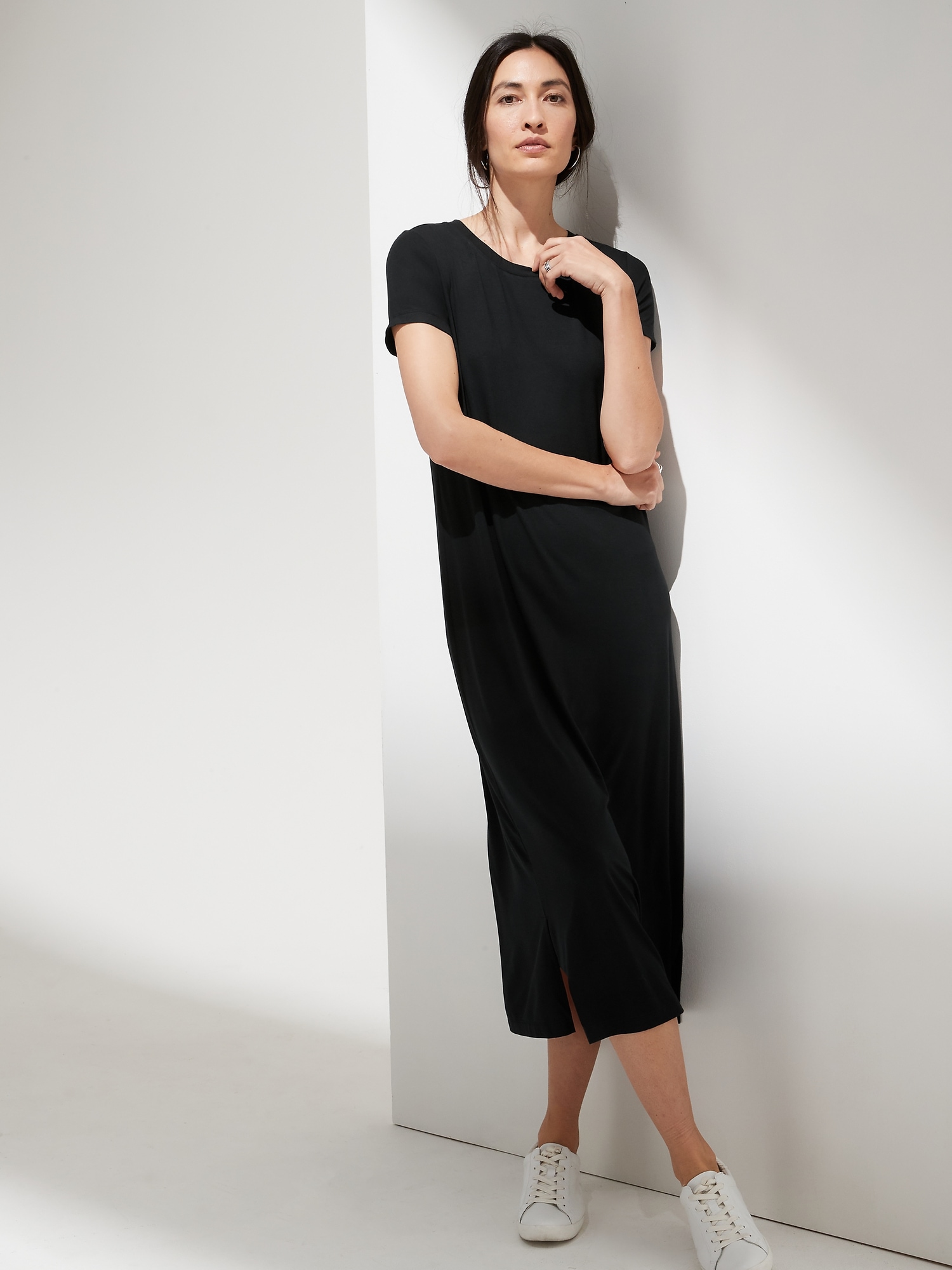 Threadsoft Maxi T-Shirt Dress with Side Slits