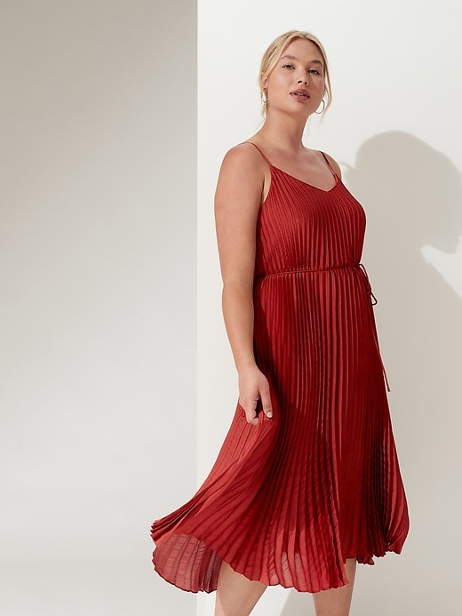 banana republic pleated midi dress
