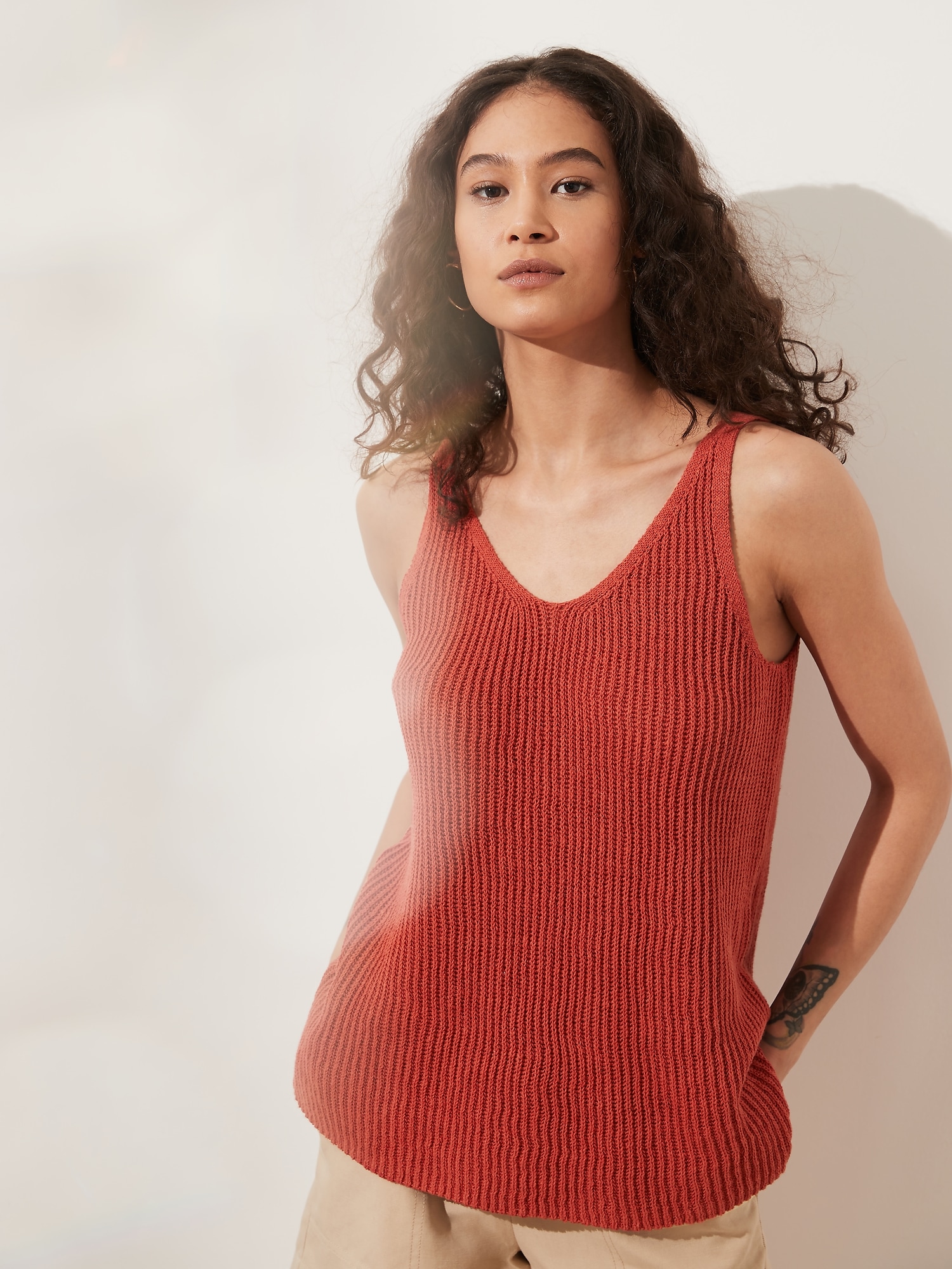 Petite Recycled Linen Sweater Tank