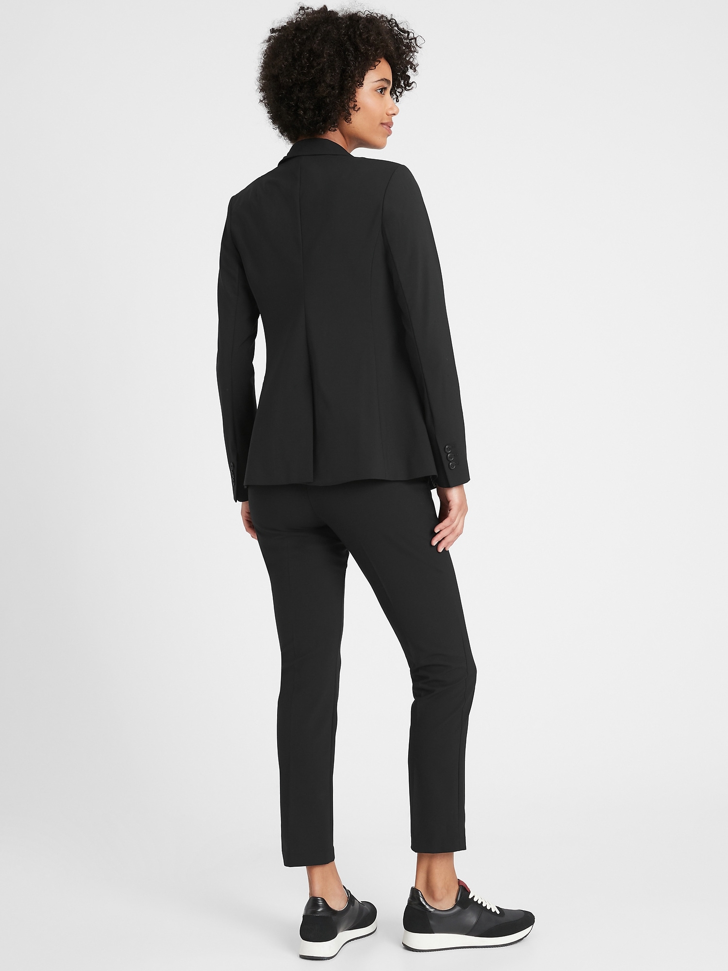 Details about   BANANA REPUBLIC $198 BLACK LONG AND LEAN FIT LIGHTWEIGHT WOOL BLAZER JACKET 2 P 