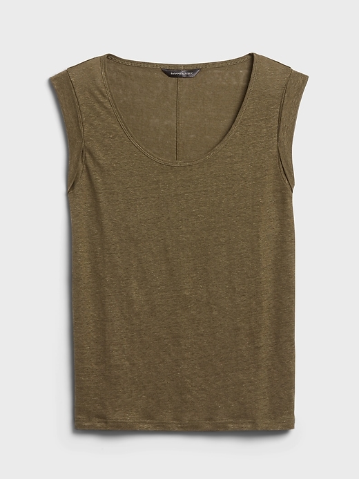 Image number 4 showing, Linen Roll-Cuff Tank