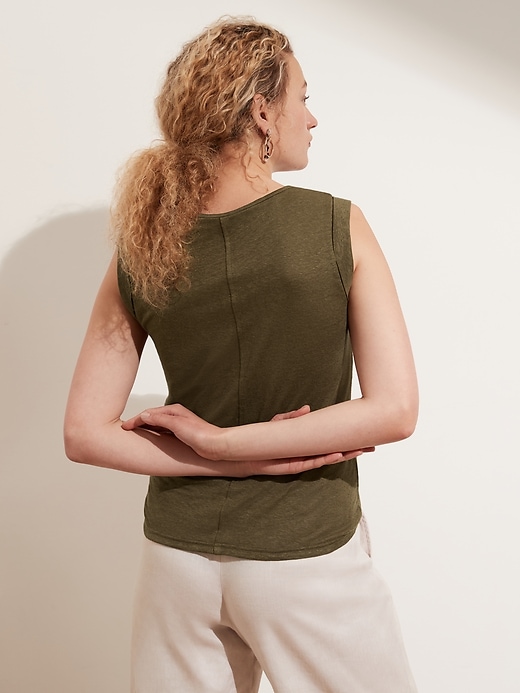 Image number 2 showing, Linen Roll-Cuff Tank