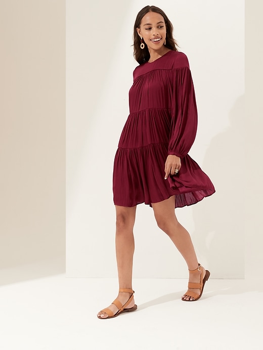 Banana Republic - Satin Tiered Mini Dress