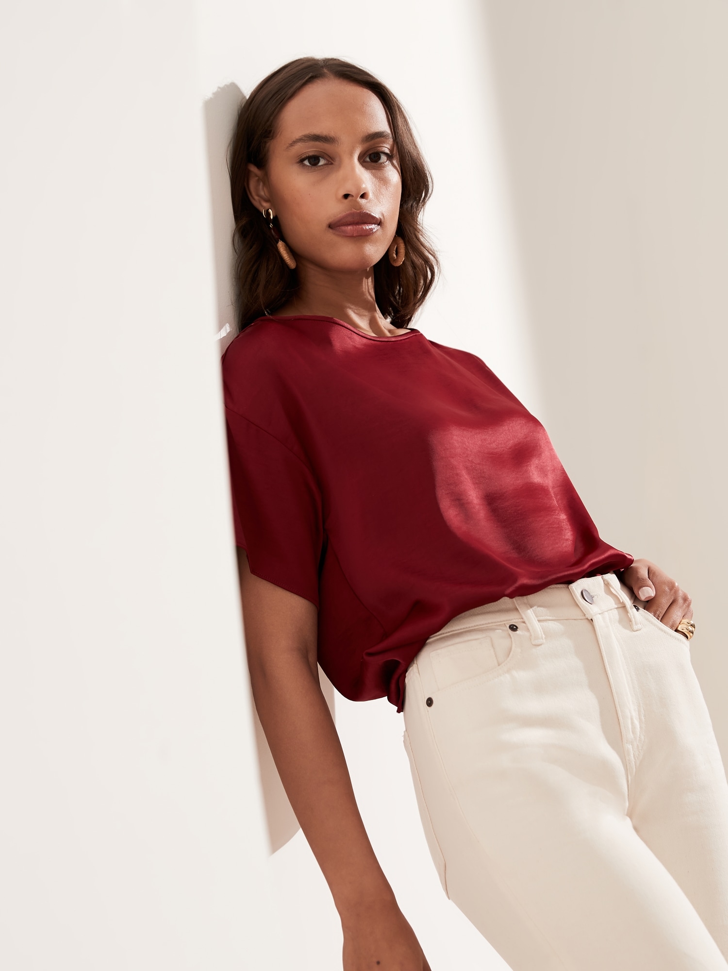 Relaxed Washed Satin Top