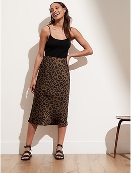 Leopard print bias cut midi skirt Clearance