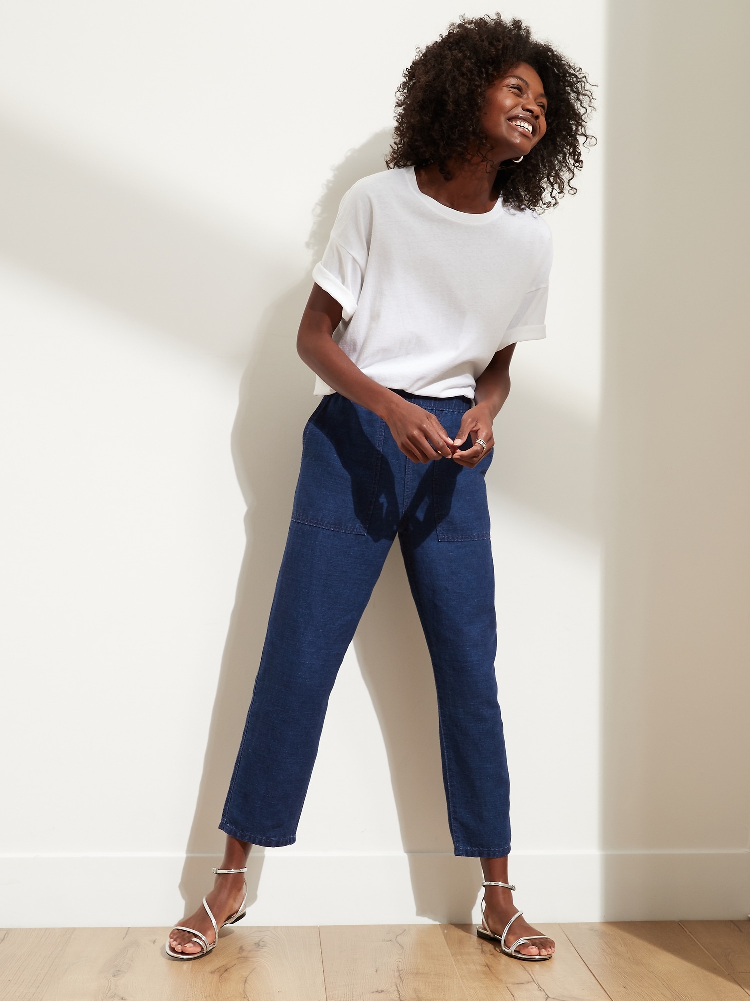 Petite Linen-Cotton Easy Jean