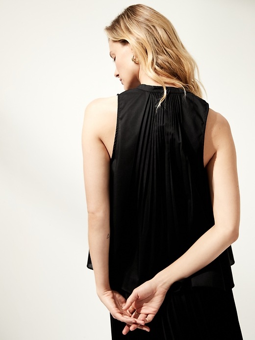Image number 2 showing, Pleated Poplin Sleeveless Top