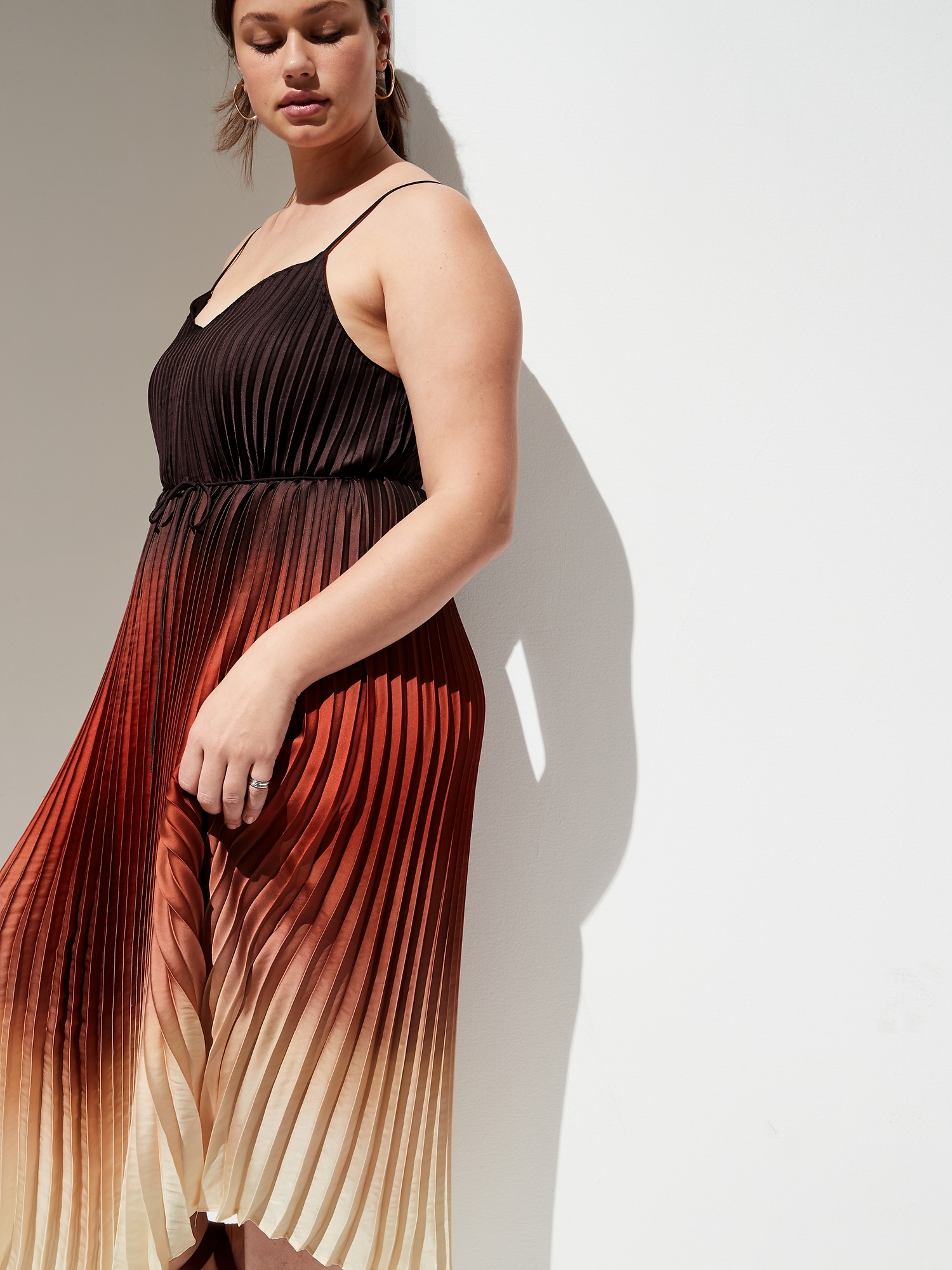 banana republic metallic pleated dress