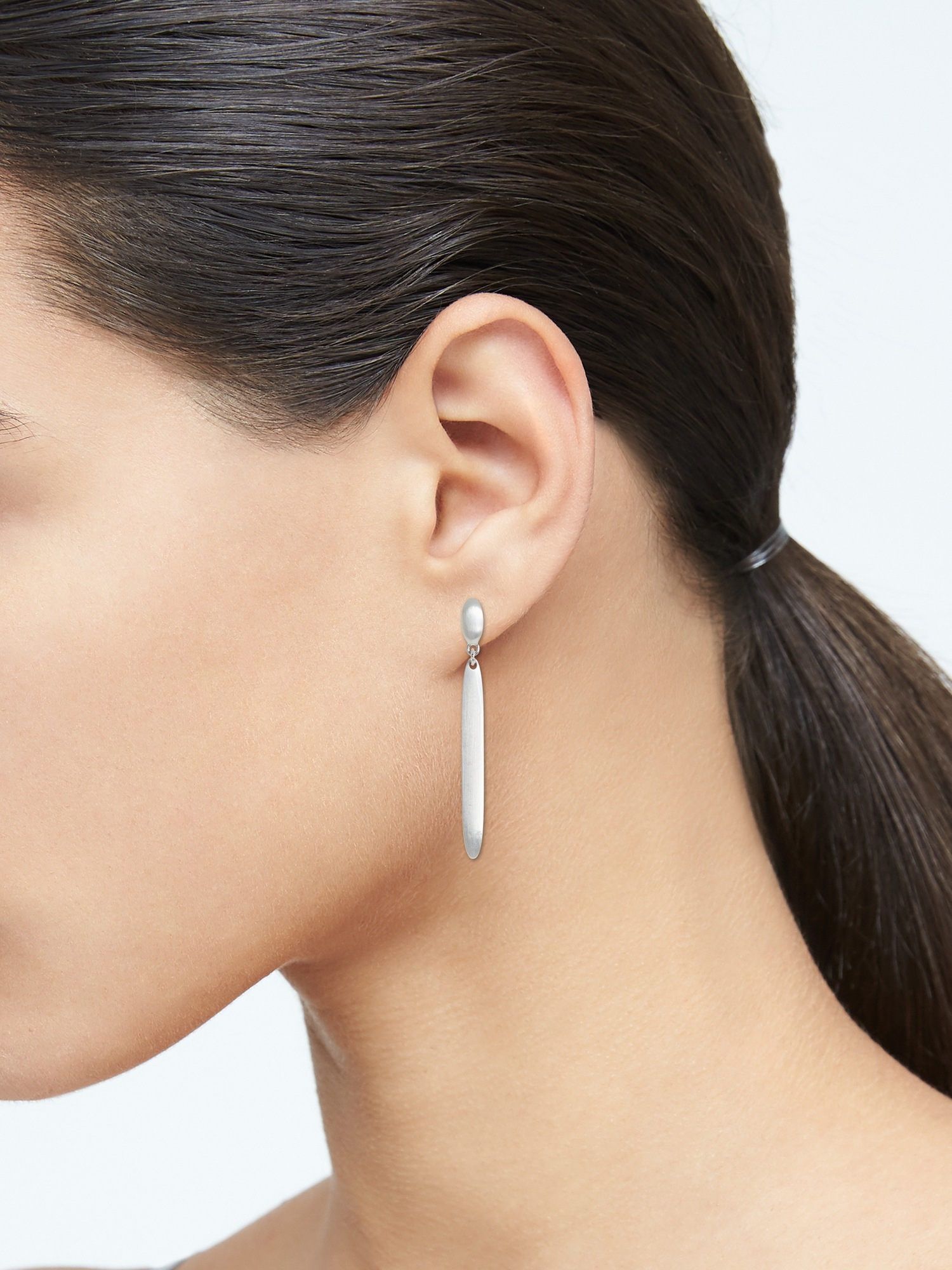 Matte Silver Linear Earrings