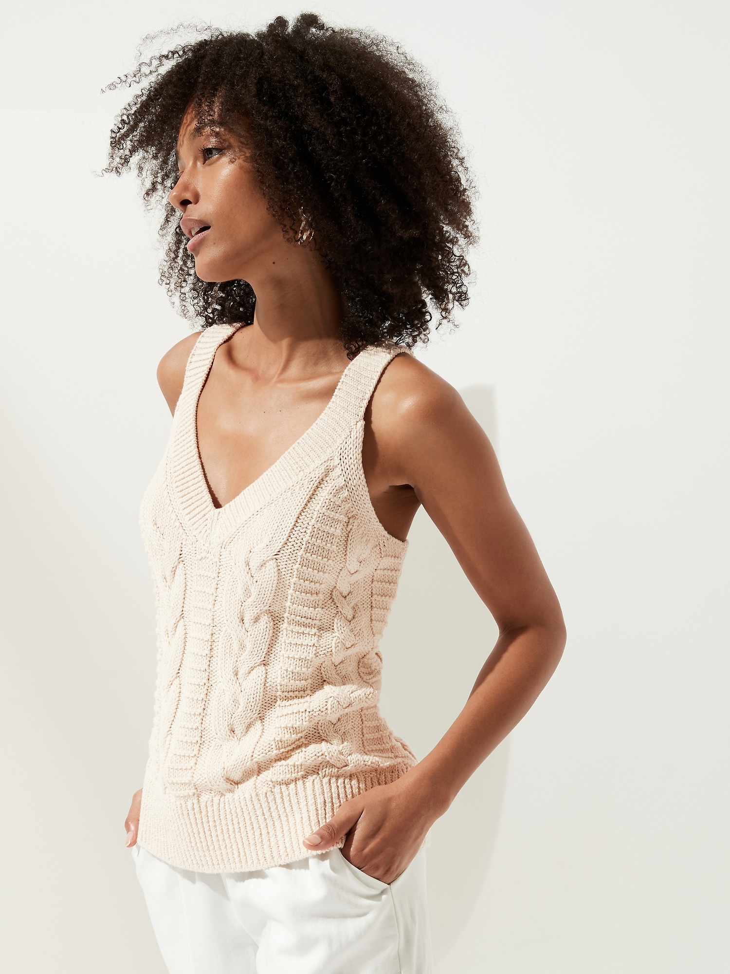 Petite Organic Cotton Sweater Tank Banana Republic